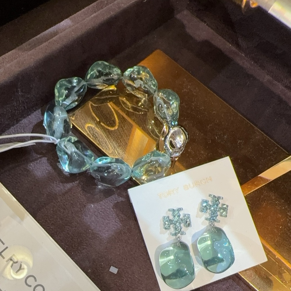 Tory Burch Aqua Drop Earrings&bracelet sets